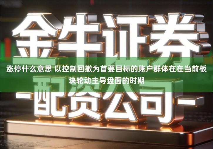涨停什么意思 以控制回撤为首要目标的账户群体在在当前板块轮动主导盘面的时期